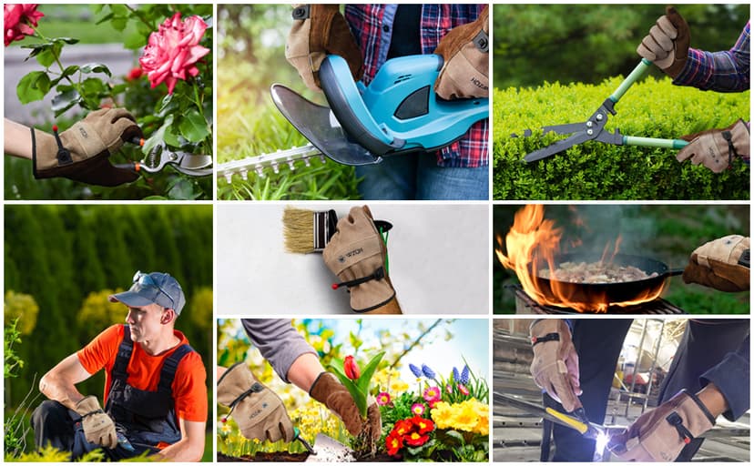 Leather Work Gloves for Men or Women. Large Glove for Gardening, Tig/Mig Welding, Construction, Chainsaw, Farm, Ranch, etc. Cowhide, Cotton Lined, Utility, Firm Grip, Durable. Coffee-grey L