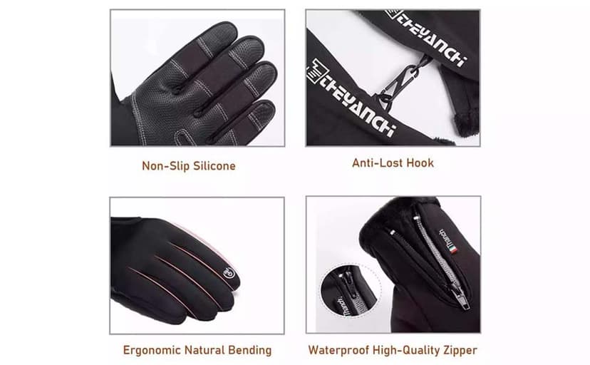 Softfree Winter Gloves with Touchscreen Fingers for Men, Waterproof Warm Glove Cold Weather Driving Gloves Anti-Slip Sports Gloves for Cycling Running Skiing Hiking Climbing