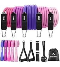 WHATAFIT Resistance Bands, Exercise Bands,Resistance Bands for Working Out, Work Out Bands with Handles for Men and Women Fitness, Strength Training Home Gym Equipment