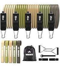 WHATAFIT Resistance Bands, Exercise Bands,Resistance Bands for Working Out, Work Out Bands with Handles for Men and Women Fitness, Strength Training Home Gym Equipment
