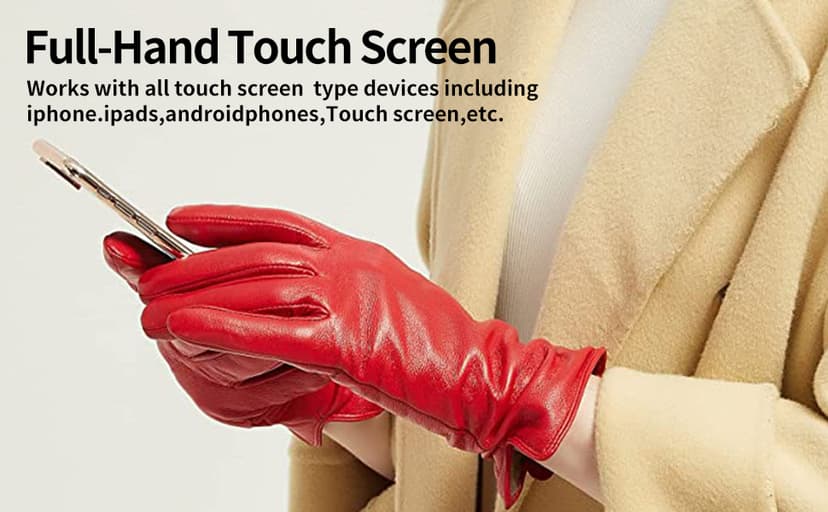 MGGMOKAY Womens Nappa Lambskin Leather Gloves Warm Cashmere Lined