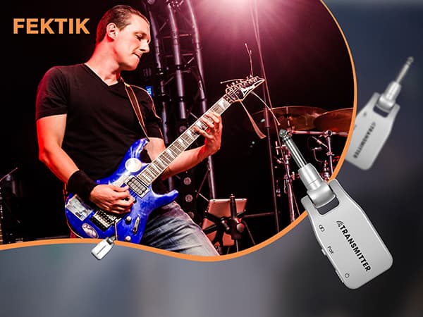 Wireless Guitar System 2.4 GHz with 6 Channels Rechargeable Lithium Battery Transmitter Receiver for Electric Guitar Bass Keyboard Piano