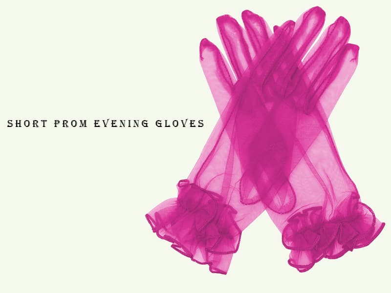 QRBTSCL Women's Ruffled Tulle Mesh Gloves Wedding Party Gloves Short Prom Evening Glove