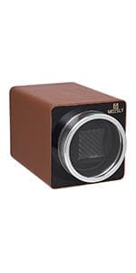 MOZSLY Watch Winder for Single Automatic Watches with Quiet Motor 12 Rotation Mode Setting Leather