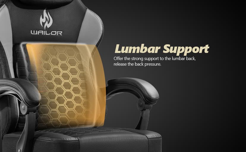 WAILOR Gaming Chair with Pocket Spring Cushion, Video Game Computer Chair with Footrest for Adults, High Back Gamer Leather Chair with Headrest and Lumbar Support for Office Gaming 300LBS