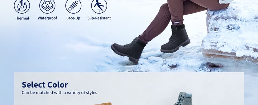 Brykan Winter Hiking Boots Women Waterproof Snow Ankle Booties Work Boots Warm Fur Lined Trekking Shoes Winter Lace up Booties for Women