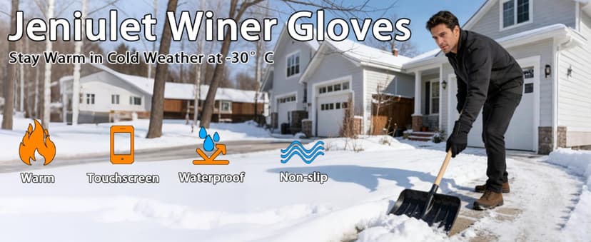 Jeniulet 100% Waterproof Winter Gloves -30℉ Warm Windproof All Fingers Touch Screen Gloves for Men Skiing and Outdoor Work