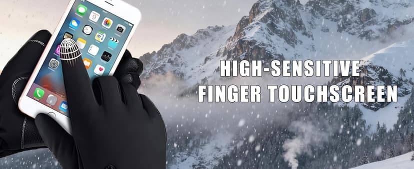 Jeniulet 100% Waterproof Winter Gloves -30℉ Warm Windproof All Fingers Touch Screen Gloves for Men Skiing and Outdoor Work