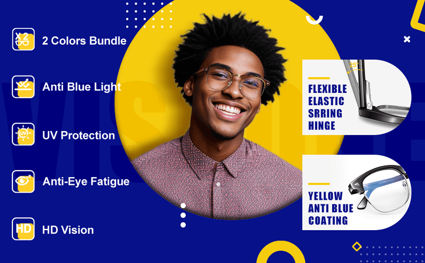 VISOONE Lightweight Blue Light Blocking Glasses Square with Anti Computer Glare for Gaming Men and Women MONTANA