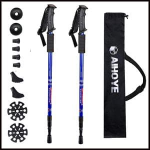 Aihoye Hiking Trekking Poles, 2 Pack Collapsible, Lightweight, Anti Shock, Walking Sticks, Adjustable Hiking Pole for Men and Women