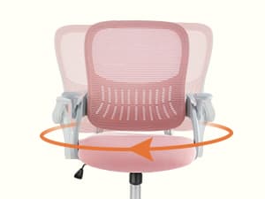 Sweetcrispy Home Office Computer Desk Chair, Ergonomic Mid-Back Mesh Rolling Work Swivel Task Chairs with Wheels, Comfortable Lumbar Support, Comfy Flip-up Arms for Bedroom, Study, Student, Pink