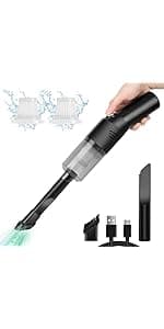 Auloea Mini Portable Vacuum Cleaner, Keyboard Wireless Handheld Vacuum with Brush Motor 4500PA High Power and TypeC, for Car,Office and Home Cleaning /V01/Black