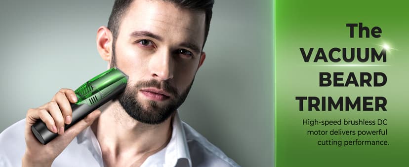 Beard Trimmer for Men: All-in-One Vacuum Mustache Trimmer With Precision Dial,Adjustable 20 Length Setting Premium Facial Hair Groomer with Length Comb USB-C Recharge, Waterproof Wet/Dry Clipper