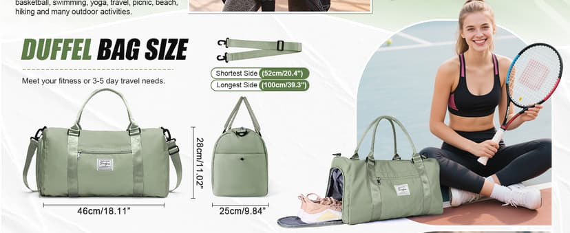 BJLFS Weekender Duffel Bags for Women Men, Travel Totes Bag for Airplane, Cute Sports Gym Dance Overnight Luggage Bag with Wet Pocket Shoe Compartment, Carry On Hospital Bag for Labor and Delivery