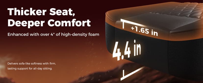 GTPLAYER Big and Tall Gaming Chair with Footrest, Ergonomic Office Desk Chair with 4.4in Thick Cushion and Wide Wingless Seat, Comfortable Leather Computer Chair, Predator Series, Black