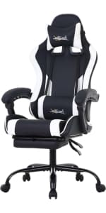 BestOffice PC Gaming Chair Ergonomic Office Chair Desk Chair with Lumbar Support Flip Up Arms Headrest PU Leather Executive High Back Computer Chair for Adults Women Men (White)