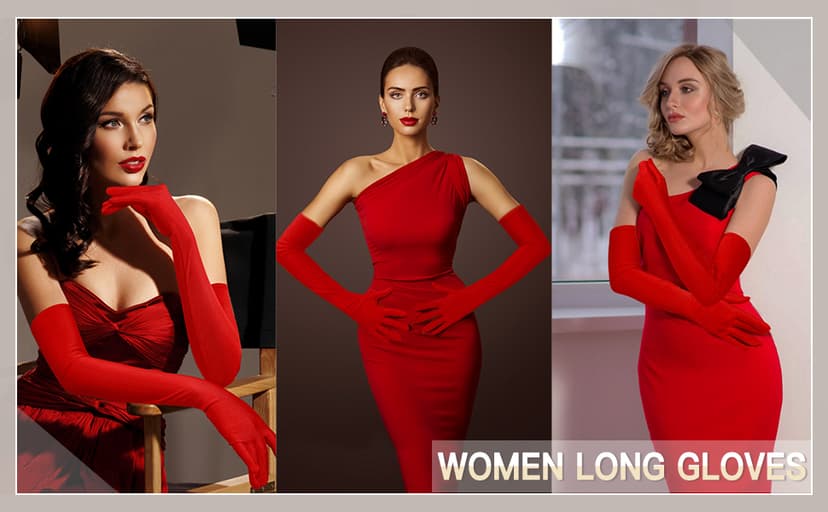 Lansian Long Opera Party Gloves for Women 1920s 20s Satin Gloves Costumes Elbow Length Bridal Evening Dress, 21 inches