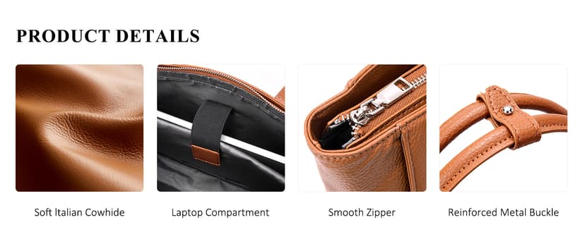 BOYATU Leather Tote Bag for Women Work: Genuine Leather Shoulder Purses - Travel Handbag with 15" Compartment