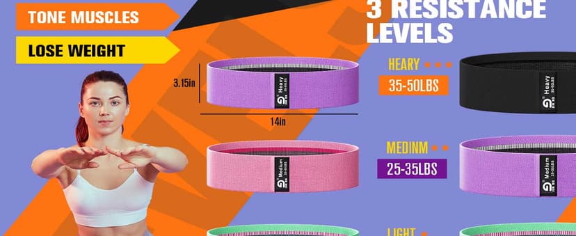 Thick Fabric Booty Bands – Resistance Loop Bands for Glutes & Legs, Home Gym, Pilates & Yoga – JIN BD