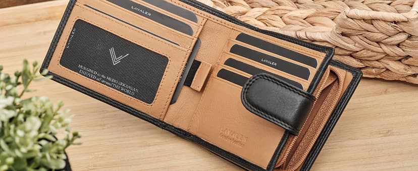 Lavalen Soft Leather Wallet for Men – Genuine Bifold with Zipper Coin Pocket – Holds Bills, Credit Cards, Coins – RFID Blocking Protection – Stylish, Durable & Practical Leather Wallet for Men