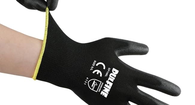 Safety Work Gloves PU Coated-12 Pairs,Red Seamless Knit Glove with Polyurethane Coated Smooth Grip on Palm & Fingers, for Men and Women, Ideal for General Duty Work (Large)