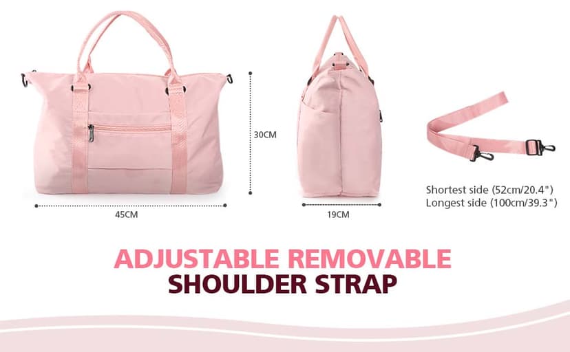 TOPBAG Travel Duffle Bag, Waterproof Weekender Carry On Tote Bags for Women, Sport Gym Bag for Men, Hospital Bag for Labor and Delivery, Overnight Luggage Bag with Trolley Sleeve Coral Pink