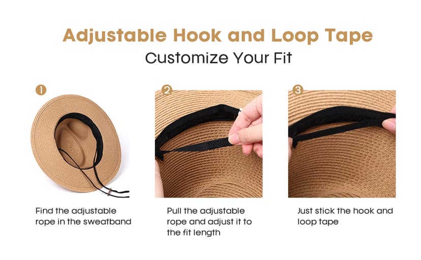 FURTALK Panama Hat Sun Hats for Women Men Wide Brim Fedora Straw Beach Hat UV UPF 80+