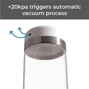 SHELBRU Smart Coffee Container & Food Storage w/Electric Vacuum Seal, Airtight Coffee Canister for Whole & Ground Bean Storage, Durable Borosilicate Glass Jar, Charging Cable Included, 10.5oz / 250g