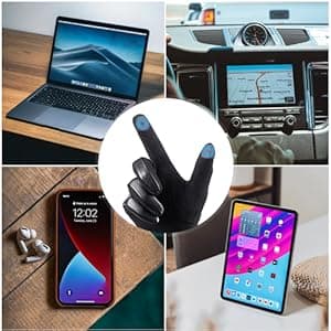 alqqas Winter Fashion Leather Gloves for Men, Finger Touchscreen Texting Wool Lined Warm Windproof Suede Driving Gloves