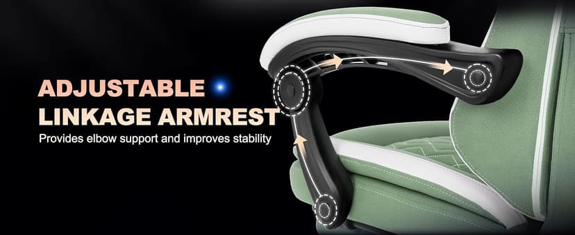 Misolant Gaming Chair, Fabric Gamer Chair with footrest for Adults, High Back Ergonomic Computer Game Chair with Adjustable Headrest and Massage Lumbar Support, 90-155° Recline Free, Green