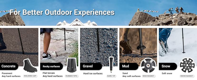 TheFitLife Nordic Walking Trekking Poles - 2 Sticks with Anti-Shock and Quick Lock System, Telescopic, Collapsible, Ultralight for Hiking, Camping, Mountaining, Backpacking, Walking, Trekking