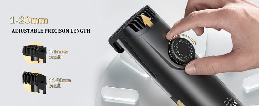 ENSSU Beard Trimmer for Men Auto-Vaccum, Rechargeable Electric Men Beard Trimmers with 2 Combs, 1-20mm Adjustable Length Dial, Waterproof Cordless Mustache Trimmer for Face, Stubble