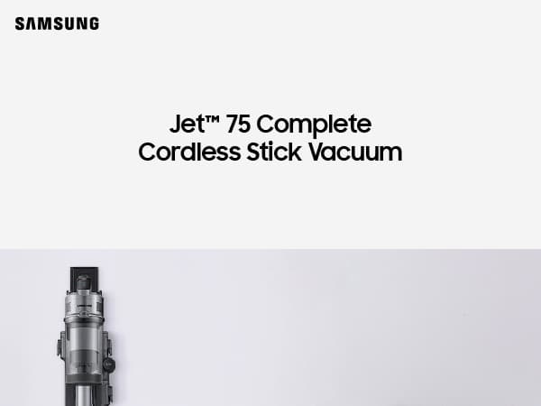 Samsung Jet 75 Complete Cordless Stick Vacuum Cleaner w/ Clean Station, Removable Battery, Lightweight, Powerful Cleaning for Hardwood Floors, Carpets, Area Rugs, VS20T7551P5/AA, Silver