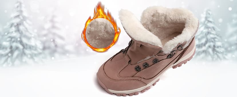 TARELO SINCE 1986 TARELO Womens Hiking Boots Fur Lined Snow Shoes Winter Warm Ankle Booties Lady Non Slip Walking Fashion Boot