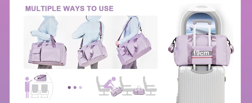 FIORETTO Women's Gym Duffle Bag with Shoes Compartment, 37L Capacity, Ideal for Travel, Gym, Sports, Duffel, Weekender