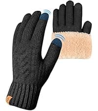 ARFNKIM Thermal Winter Gloves-Fleece Lining Touch Screen Knit Stretchy Warm Gloves for Running Cycling Riding- Men Women