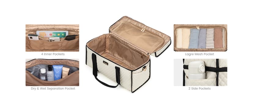 LOVEVOOK Travel Duffle Bag - Weekender & Overnight Bag with Toiletry & Wet Pocket, Carry-On Size, 3pc Set