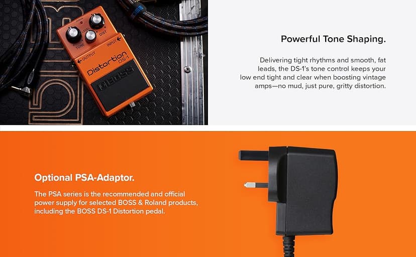 BOSS DS-1 Distortion | Compact Distortion Pedal | The Benchmark in Guitar Distortion | Hard-edged Attack & Smooth Sustain | Wide Tone Range