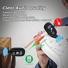 A8 Wireless Guitar Transmitter Receiver System, 2.4GHz Rechargeable, 24-bit/48KHz Audio, Low Latency <4ms for Electric Guitar & Bass, Wireless Audio Transmitter & Receiver (A8(1TX+1RX))