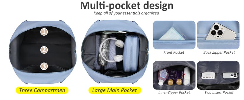 Capolo Expandable Travel Duffle Bags Weekender Overnight Bags for Women Men Hospital Bag for Women Labor Delivery with Toiletry Bag Waterproof