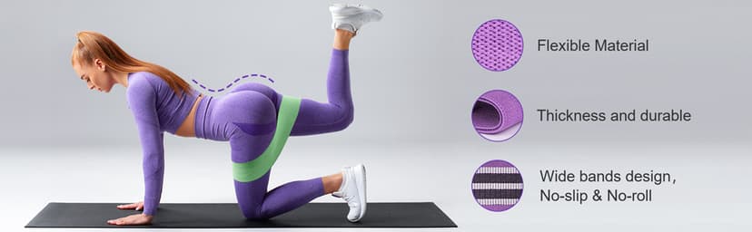 Renoj Resistance Bands for Working Out: 3-Set Professional Exercise Bands for Pilates, Yoga, Home Gym, Booty, Leg Training | Heavy/Medium/Light Fabric Loops for Women Men