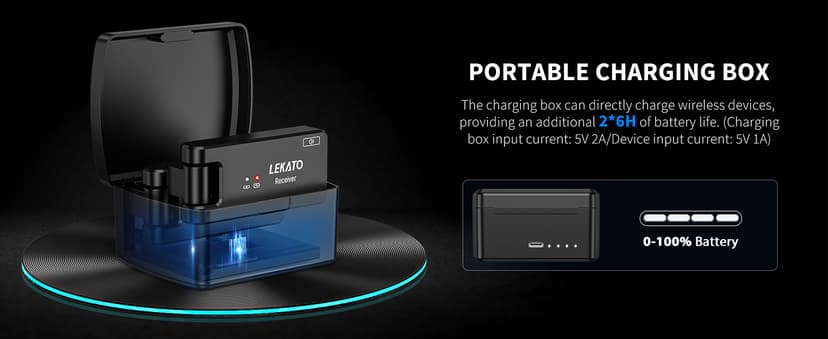 LEKATO Wireless Guitar System with Charging Case, Rechargeable 2.4GHz Wireless Transmitter Receiver Guitar Wireless System 4 Channels with Dual Plugs 3.5mm/6.35mm,(WS-100)