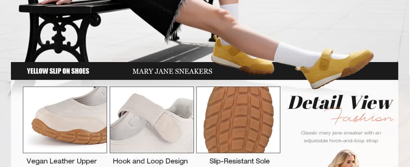 COOLLULU Mary Jane Shoes Sneakers for Women Fashion Ballet Sneakers with Foam Insole Non Slip Sneakerinas Retro Tennis Lightweight Flats Footwear for Daily Walking Causal Dressy