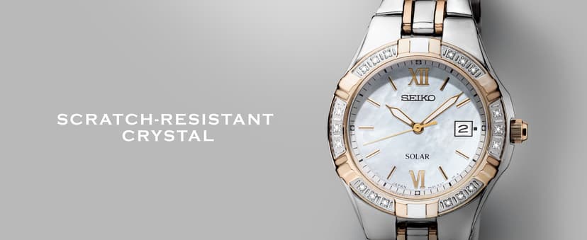 SEIKO Watch for Women - Diamond Collection - with 18 Diamond Accents, Solar Power, Mother-of-Pearl Dial, Two-Tone Rose Gold Stainless Steel Case & Bracelet, and Water-Resistant to 50m