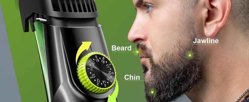 SHPAVVER Beard Trimmer for Men: Vacuum Trimmer for Less Mess -IPX7 Waterproof- Rechargeable Electric Beard Cutting Kit with Adjustable Length Comb-Built-in Vacuum for Mustache -Gift for Men