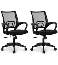 NEO CHAIR Office Desk Computer Chair Ergonomic Mesh Gaming Mid Back Seat with Comfy Lumbar Support Adjustable Height Swivel for Home Task (Black)