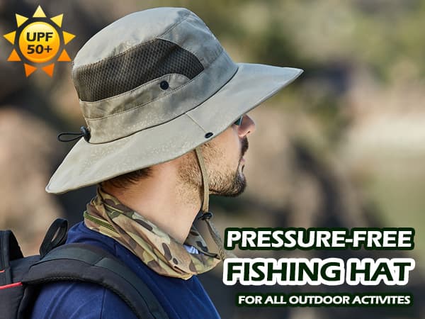 Sireck Fishing Hat, UPF50+ Wide Brim Sun Hat for Men Women, UV Protection Hiking Beach Bucket Hats Summer Safari Hat