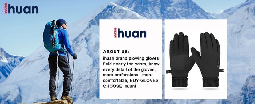 ihuan Winter Waterproof Gloves Cold Weather - Snow Ski Windproof for Men Women, Warm Touchscreen Thermal for Running Cycling