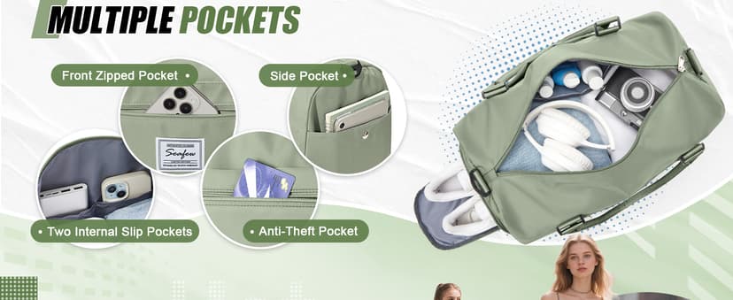 BJLFS Weekender Duffel Bags for Women Men, Travel Totes Bag for Airplane, Cute Sports Gym Dance Overnight Luggage Bag with Wet Pocket Shoe Compartment, Carry On Hospital Bag for Labor and Delivery