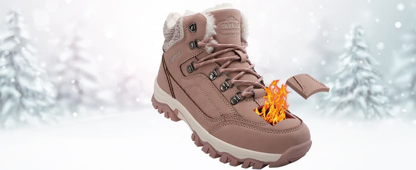 TARELO SINCE 1986 TARELO Womens Hiking Boots Fur Lined Snow Shoes Winter Warm Ankle Booties Lady Non Slip Walking Fashion Boot